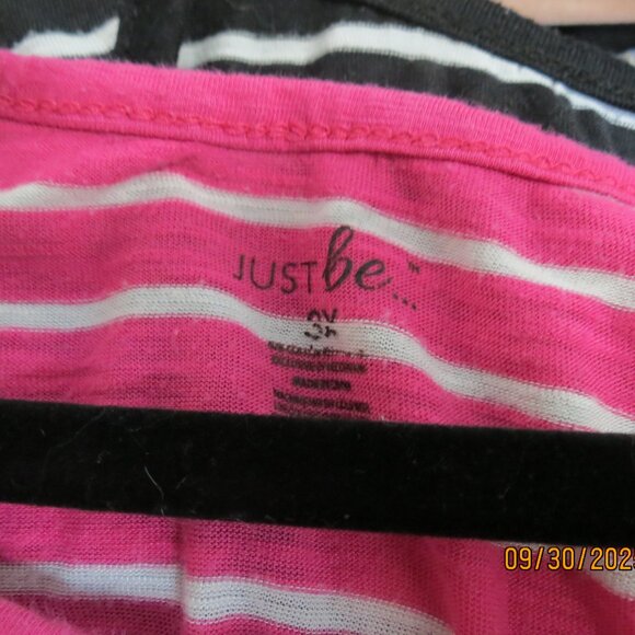 Just Be 3 X Sleeveless Tank Top Pink and White Stripes - Picture 2 of 6
